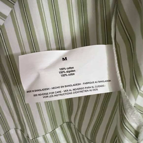 Nine West Jeans Laurel Green Stripe Tie Front blouse Size M - Picture 14 of 14